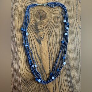 Vintage Blue Beaded Necklace